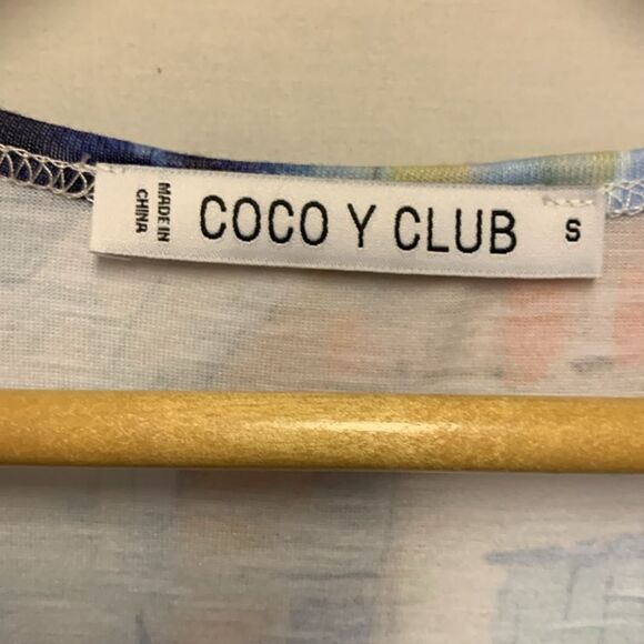 Coco Y Club Blue Artsy Abstract Print Sleeveless Scoop-Neck Coverup Dress Size S - Picture 4 of 10